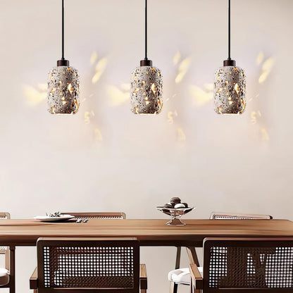Barrel shaped Travertine Cutout Pendant Lamp