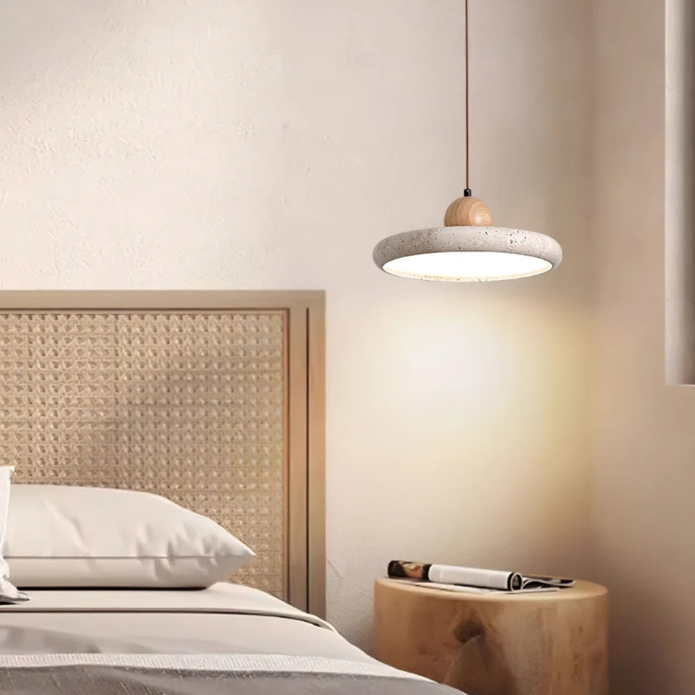 Modern Minimalist Travertine Frisbee Pendant Lamp