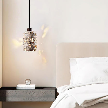 Barrel shaped Travertine Cutout Pendant Lamp