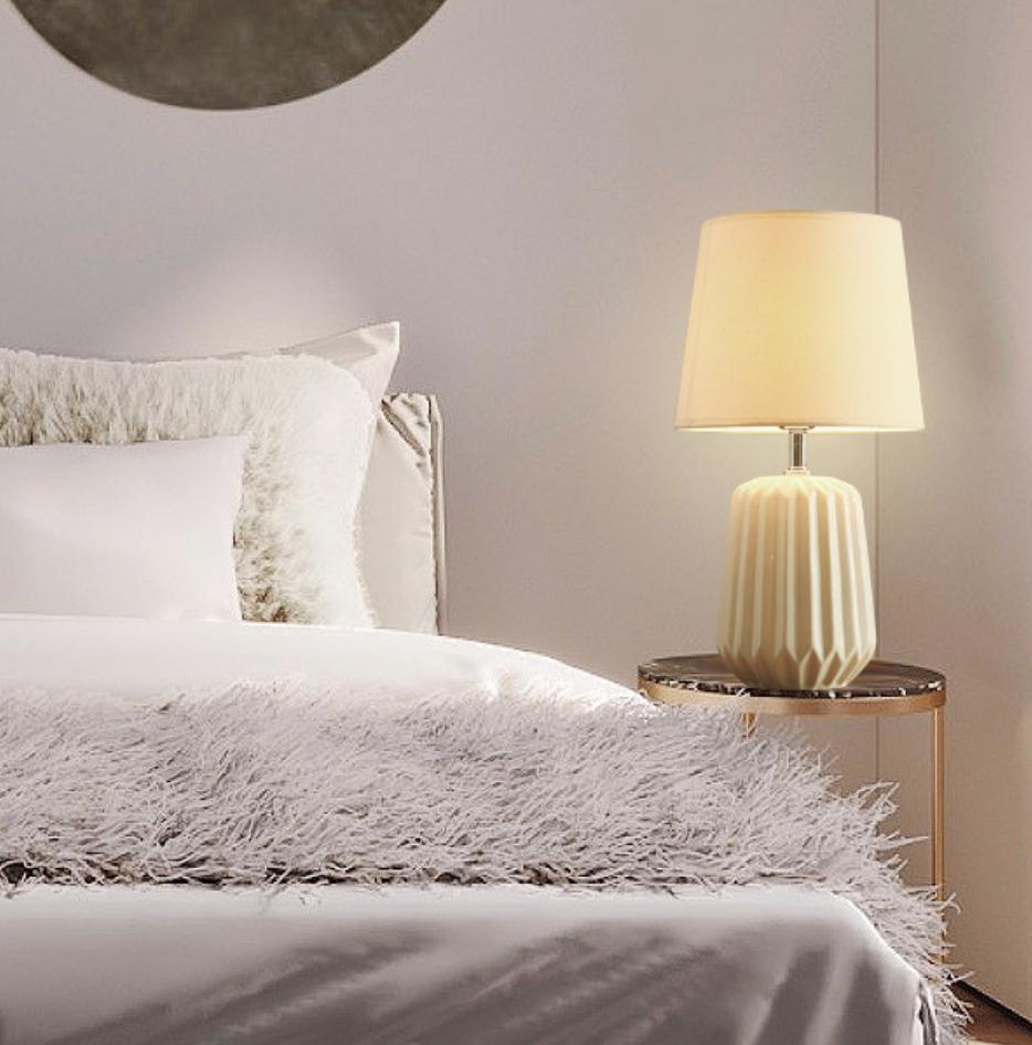Nobel Stoff Keramik Bett Tischlampe