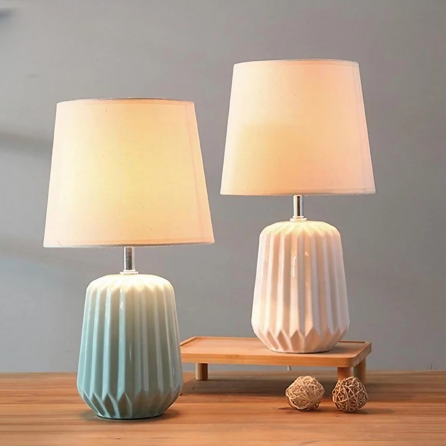 Nobel Stoff Keramik Bett Tischlampe