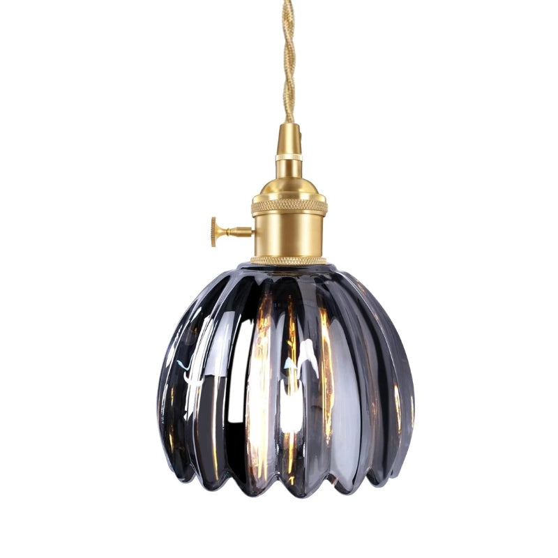 Japanische Retro-Pendelleuchte mit Glasblumen