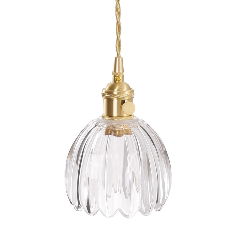 Japanische Retro-Pendelleuchte mit Glasblumen