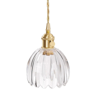 Japanische Retro-Pendelleuchte mit Glasblumen