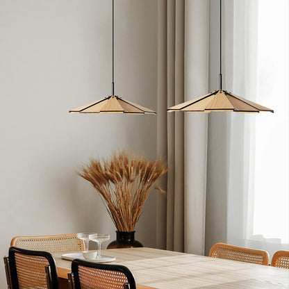 Wabi Sabi Rustikaler Schirm Holz Pendelleuchte