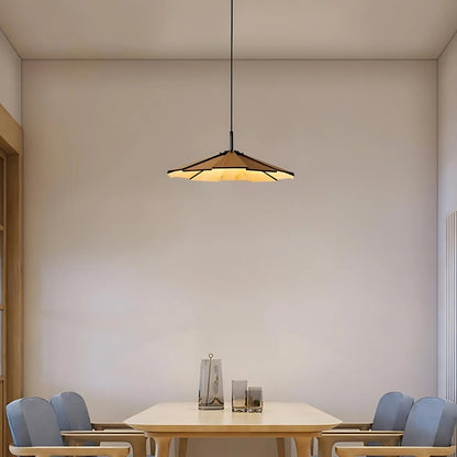 Wabi Sabi Rustikaler Schirm Holz Pendelleuchte