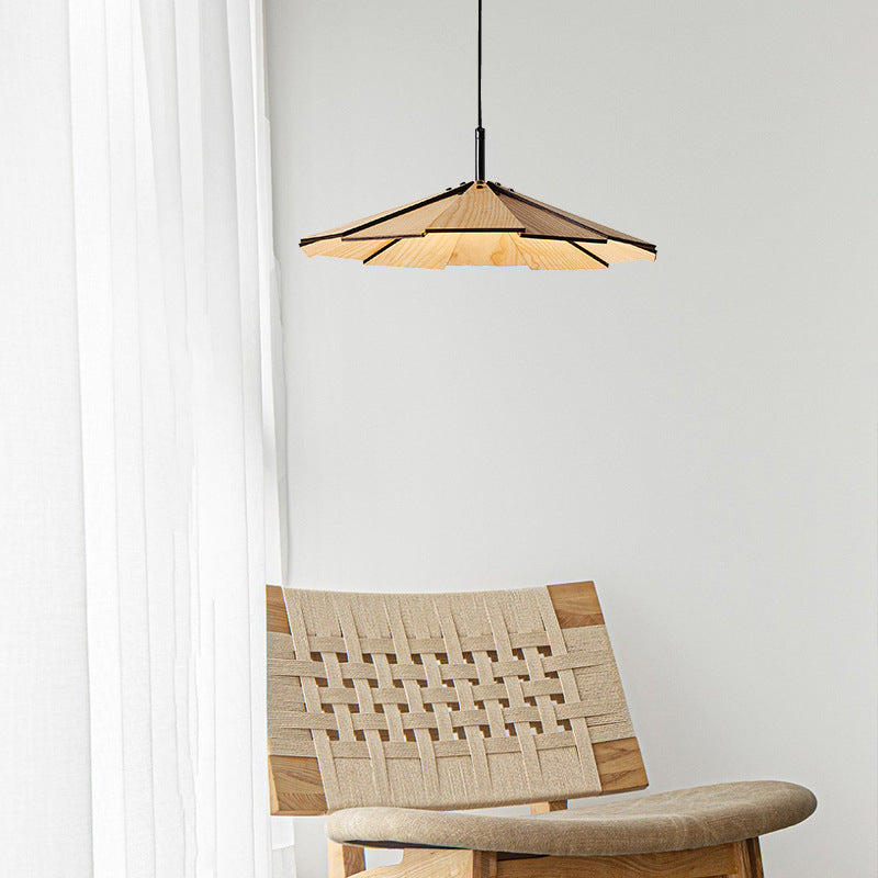 Wabi Sabi Rustikaler Schirm Holz Pendelleuchte