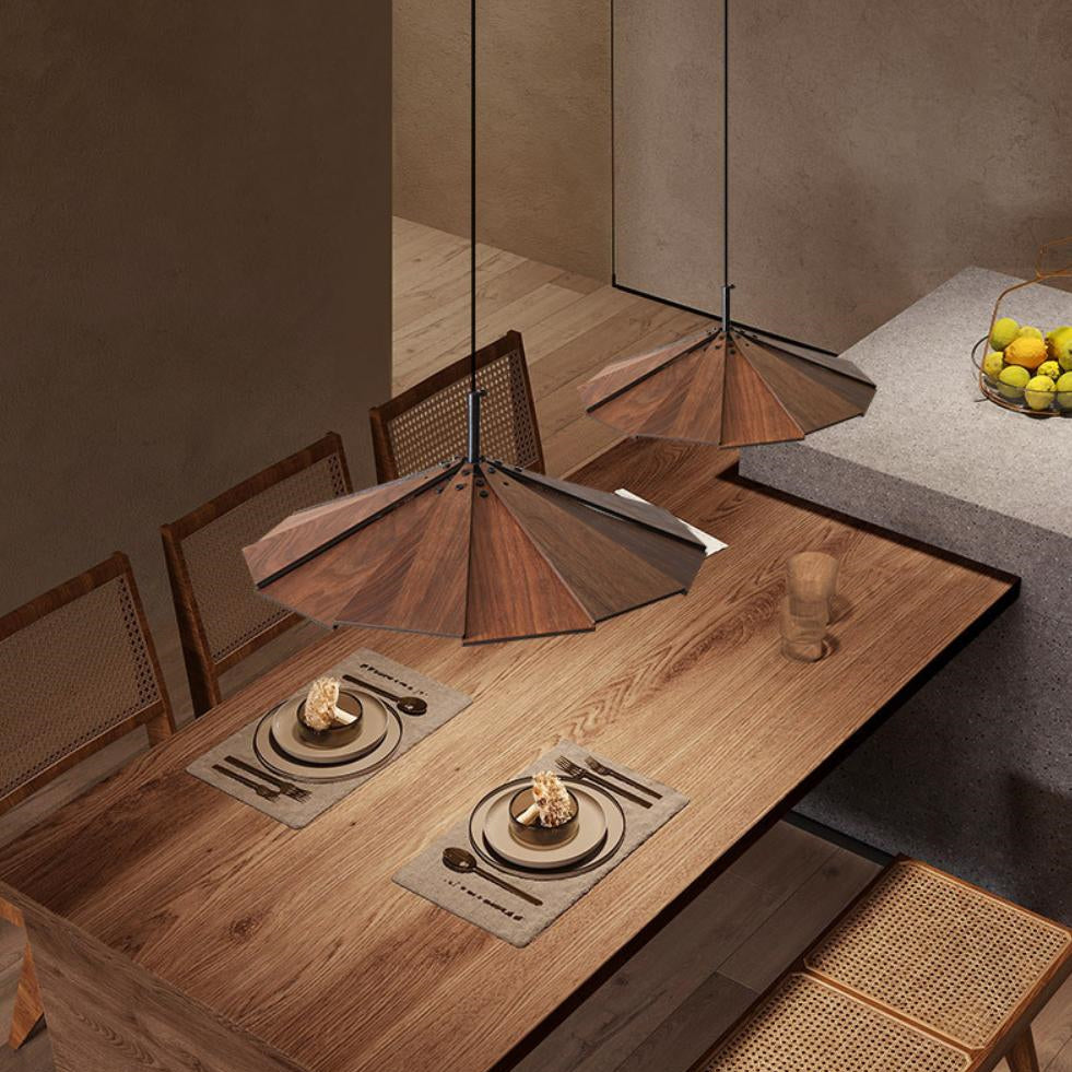 Wabi Sabi Rustikaler Schirm Holz Pendelleuchte