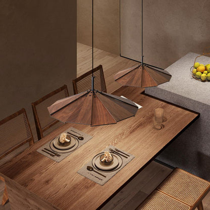 Wabi Sabi Rustikaler Schirm Holz Pendelleuchte