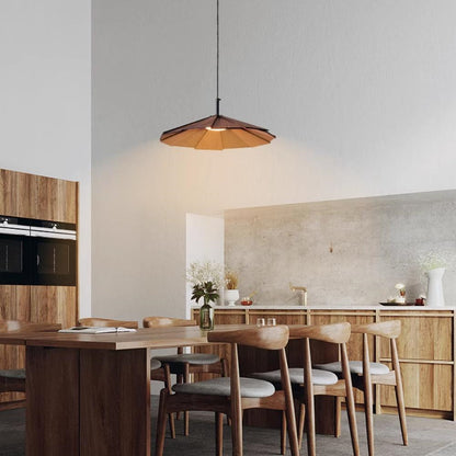 Wabi Sabi Rustikaler Schirm Holz Pendelleuchte