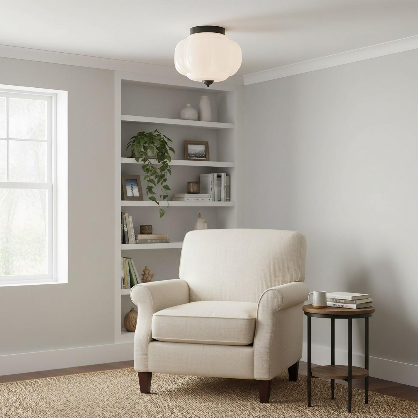 Eloise Milk Glass Ceiling Light - Vintage Flush Mount Ceiling Light