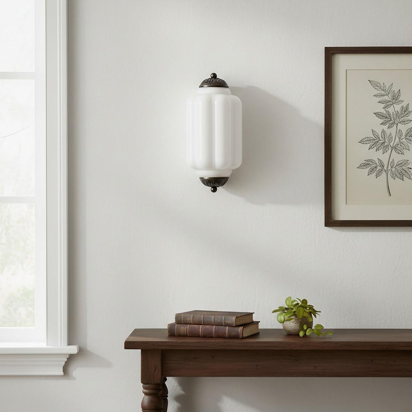 Eloise Flush Mount Wall Sconce - Retro Milk Glass Sconce