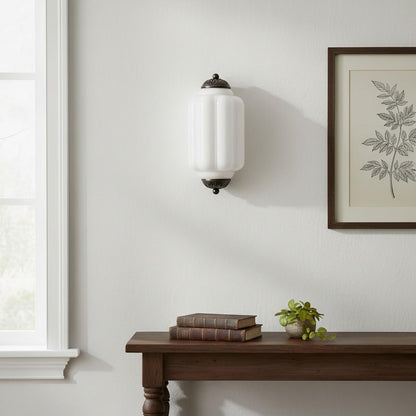 Eloise Flush Mount Wall Sconce - Retro Milk Glass Sconce