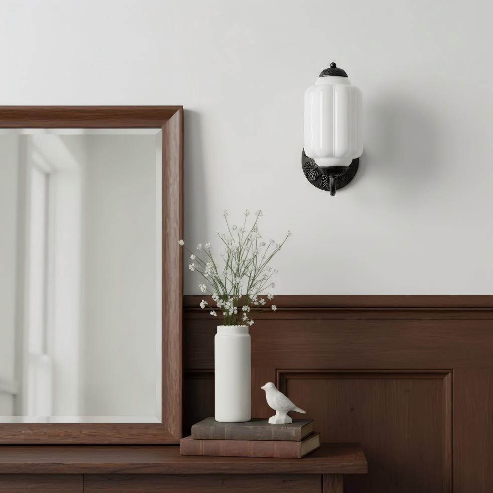 Eloise Glass Sconce - Vintage Milk Glass Wall Lamp