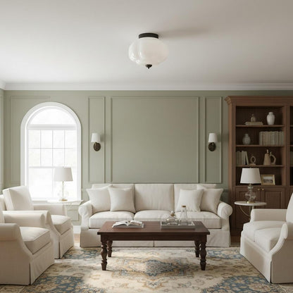 Eloise Milk Glass Ceiling Light - Vintage Flush Mount Ceiling Light