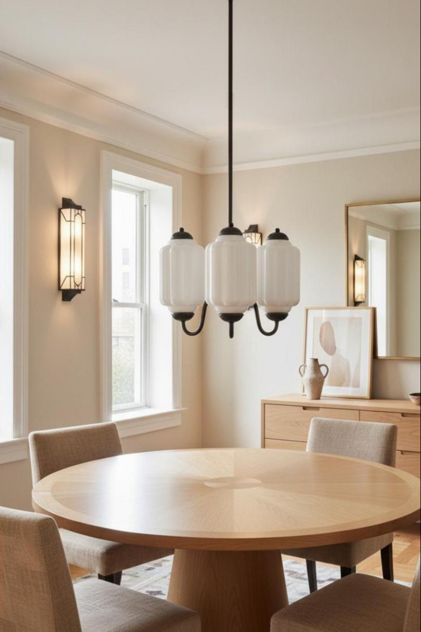 Vintage Eloise Glass Chandelier With 3 Lights