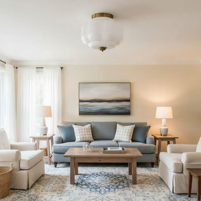 Eloise Milk Glass Ceiling Light - Vintage Flush Mount Ceiling Light