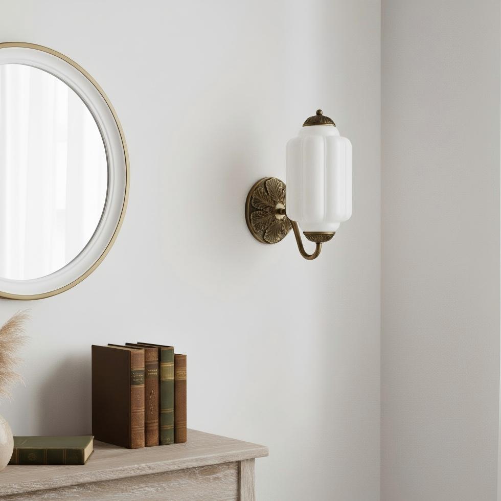Eloise Glass Sconce - Vintage Milk Glass Wall Lamp
