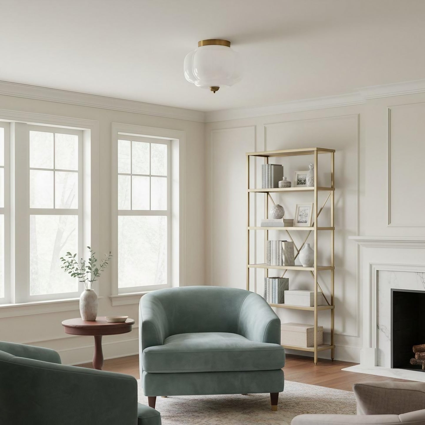 Eloise Milk Glass Ceiling Light - Vintage Flush Mount Ceiling Light