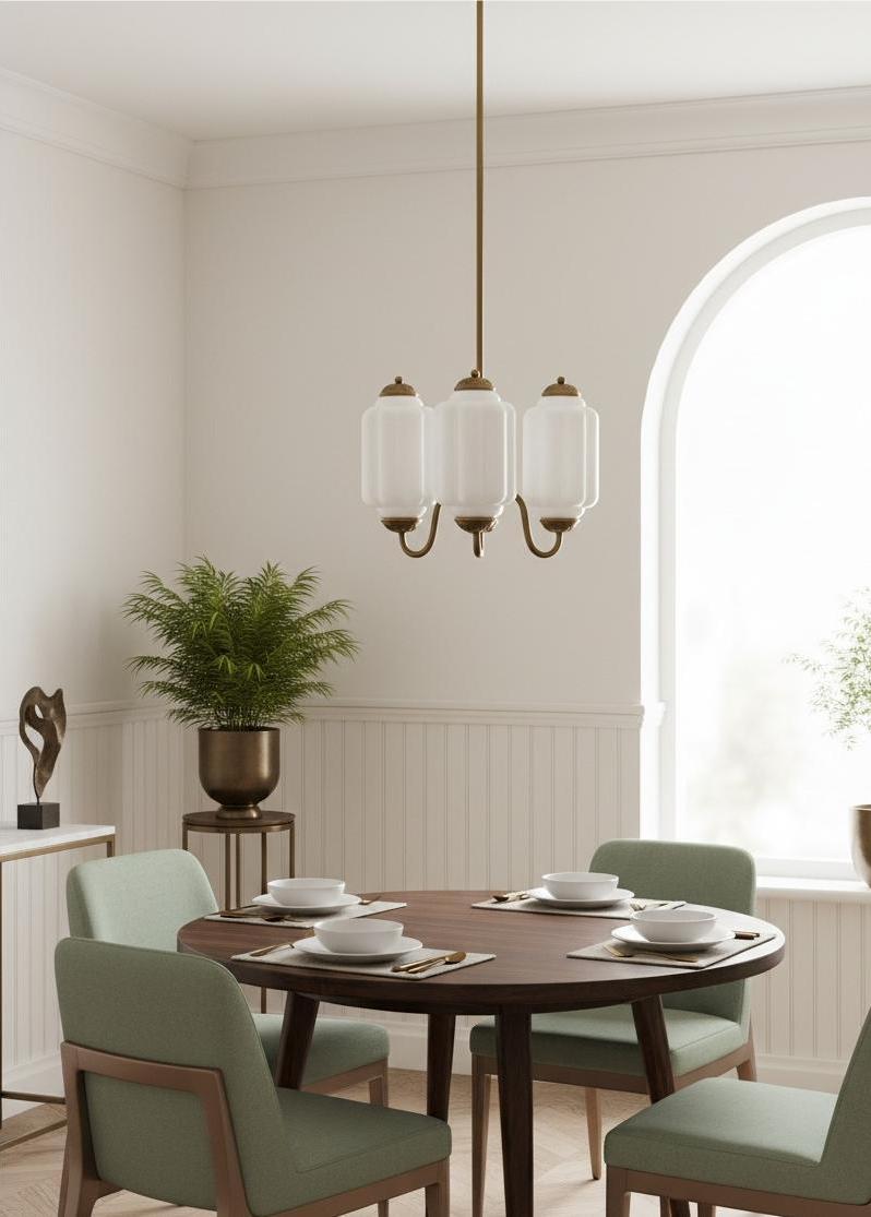 Vintage Eloise Glass Chandelier With 3 Lights