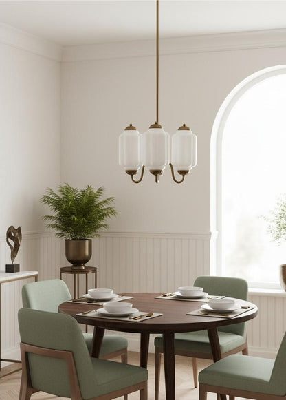 Vintage Eloise Glass Chandelier With 3 Lights