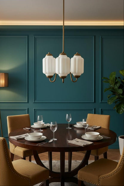 Vintage Eloise Glass Chandelier With 3 Lights