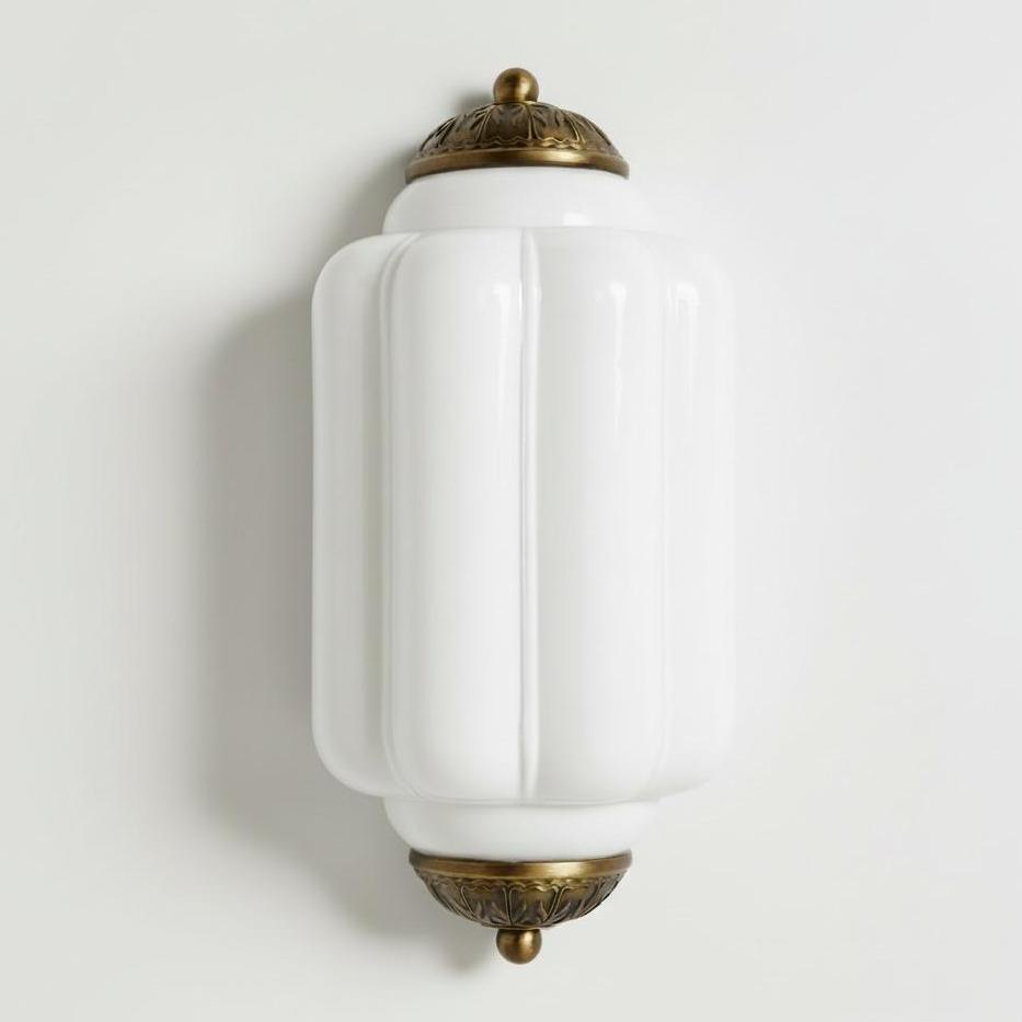 Eloise Flush Mount Wall Sconce - Retro Milk Glass Sconce