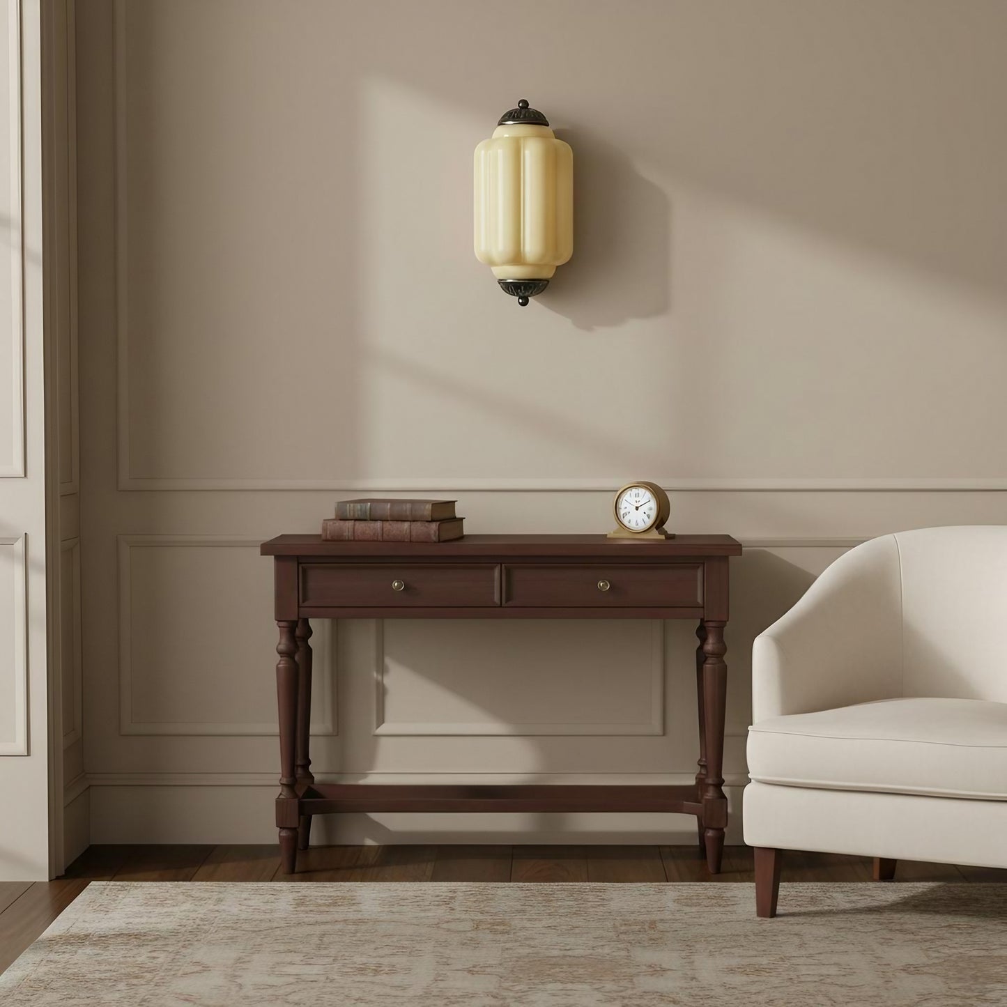 Eloise Flush Mount Wall Sconce - Retro Milk Glass Sconce