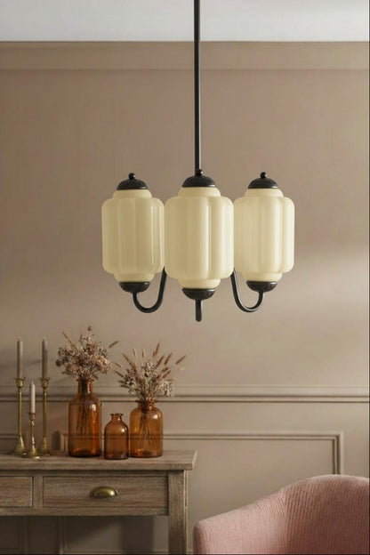 Vintage Eloise Glass Chandelier With 3 Lights