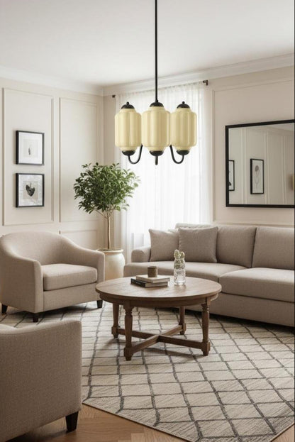 Vintage Eloise Glass Chandelier With 3 Lights