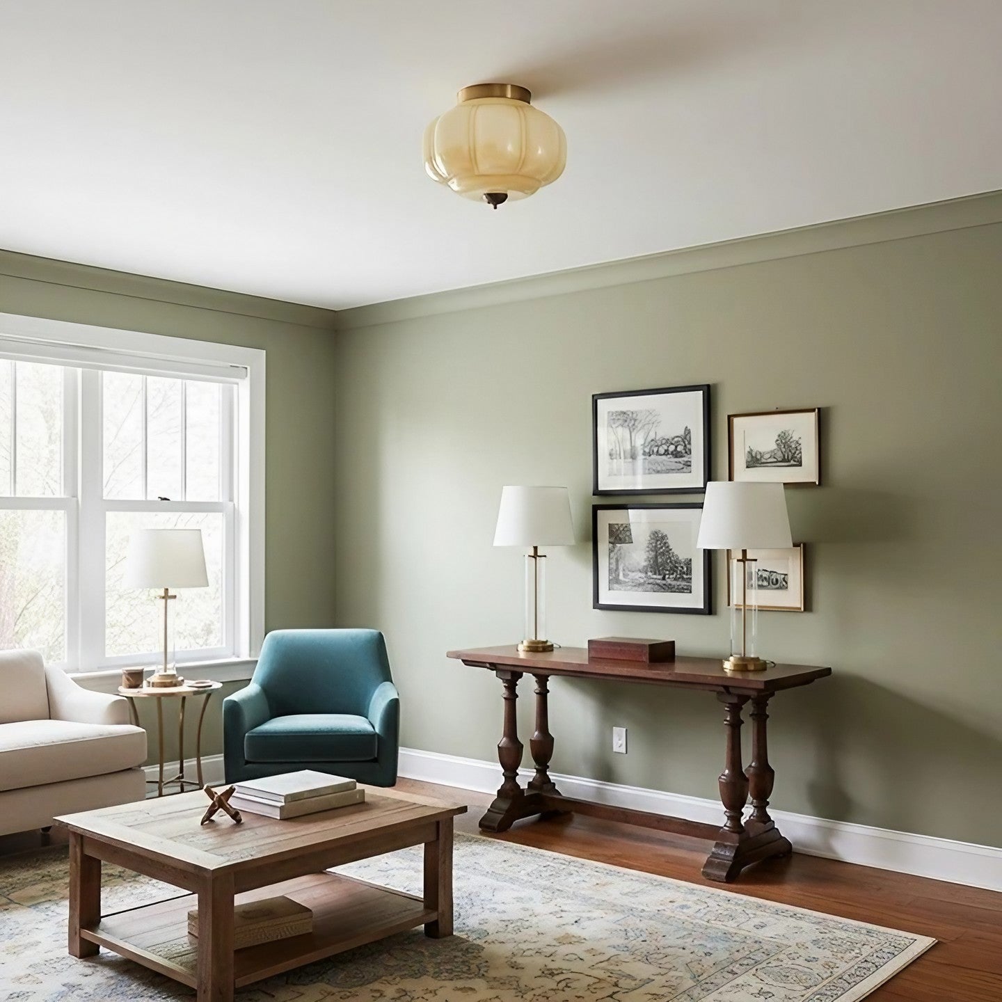 Eloise Milk Glass Ceiling Light - Vintage Flush Mount Ceiling Light