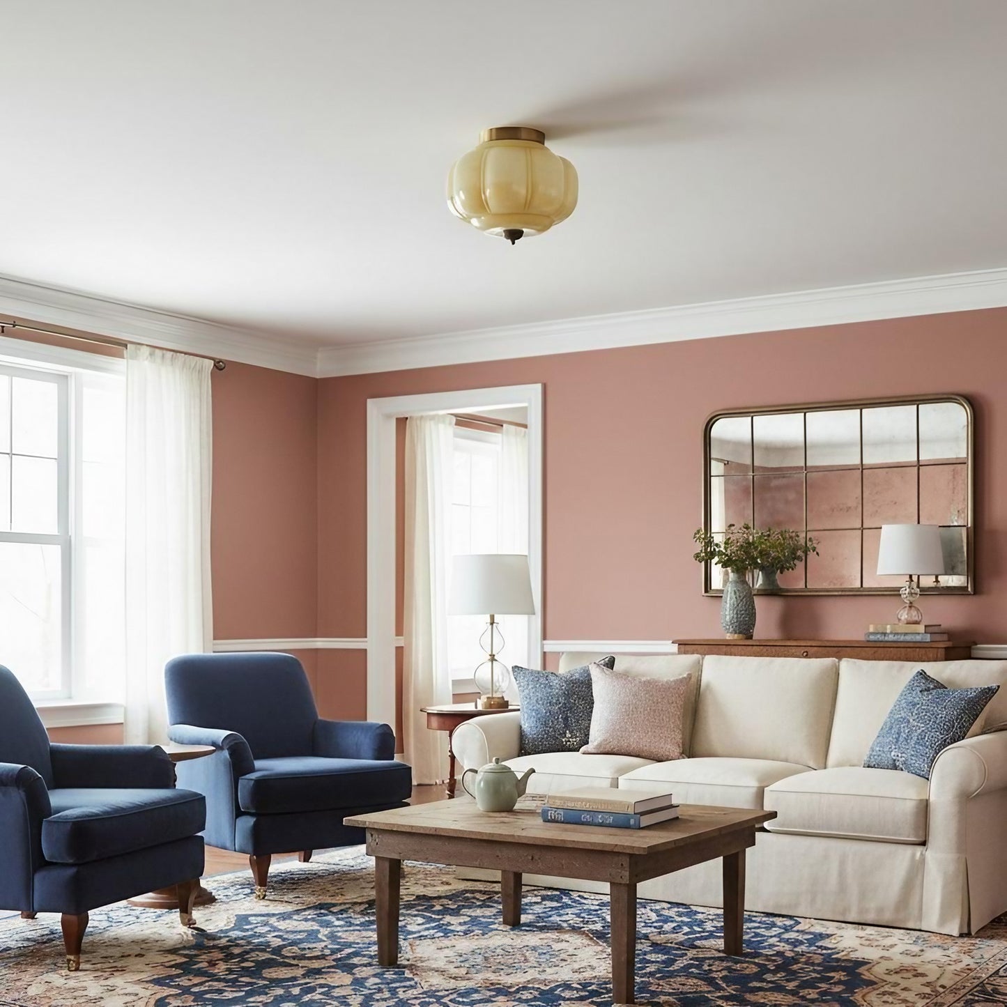 Eloise Milk Glass Ceiling Light - Vintage Flush Mount Ceiling Light