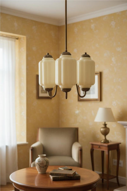 Vintage Eloise Glass Chandelier With 3 Lights